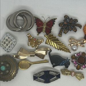 Elegant vintage to new Assorted Brooch Set  17 pieces (#11)